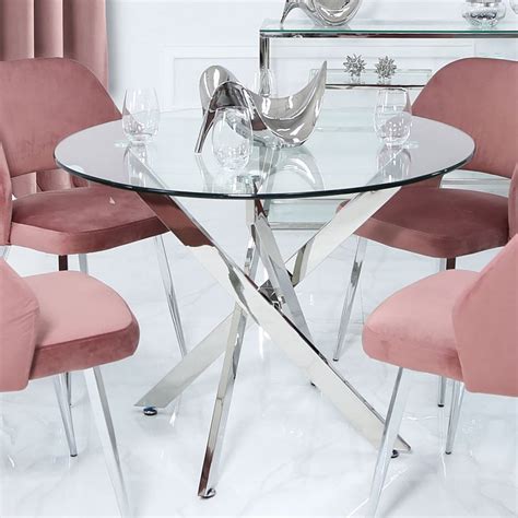 Aurelia Chrome And Glass Round Dining Table Picture Perfect Home