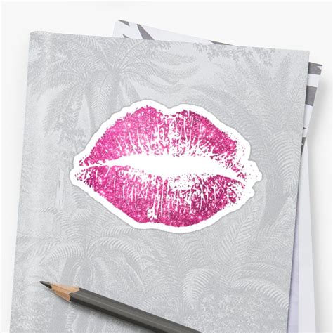 Stylish Pink Glitter Lips Sticker By Ngo Van Nhan Glitter Lips Pink