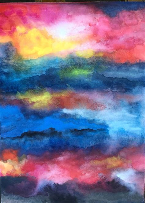 Red Rapids Original Watercolor Abstract Painting Unframed And Unique