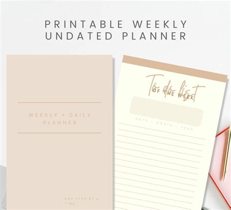 Printable Brown Nude Weekly Planner Etsy