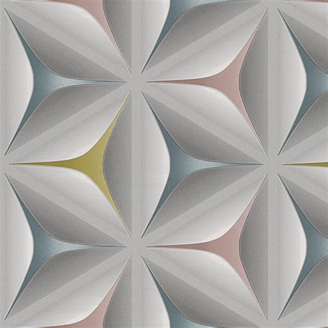 Illusion Geometric Wallpaper Grey Yellow Pink And Teal Your 4 Walls