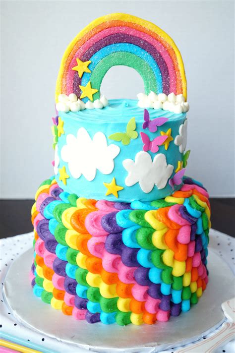Rainbow Layered Birthday Cake The Baking Fairy