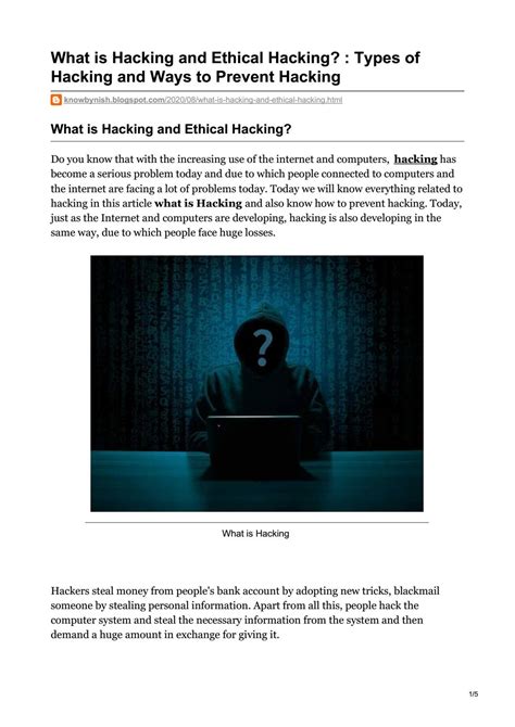 What is Hacking and Ethical Hacking? : Types of Hacking ...
