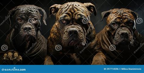 Majestic Guardians Scary Boxer Dogs Exuding Power Stock Illustration