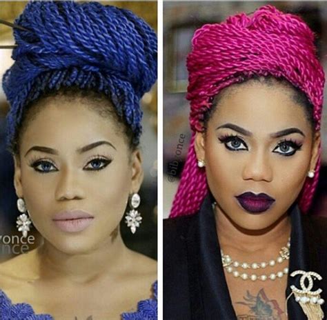 bn pick your fave the beauty edition toyin lawani s bold blue or popping pink braids bellanaija
