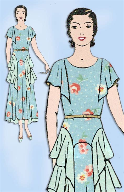 1930s Vintage Excella Sewing Pattern 3137 Misses Cocktail Dress W