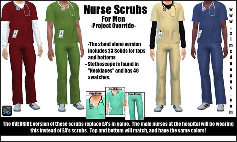 Project Override Male Nurse Scrubs Original Content Sims 4 Nexus