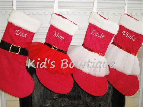 Monogrammed Classic Red Christmas Holiday Tutu Stocking
