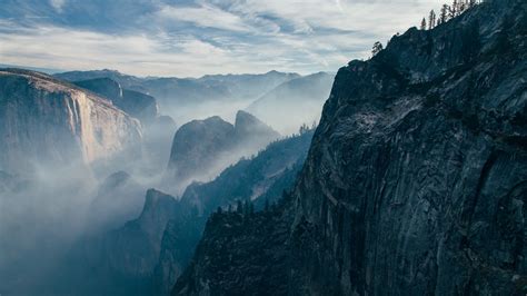 Wallpaper Mountains Rock Cliff Trees Fog Morning 2880x1800 Hd