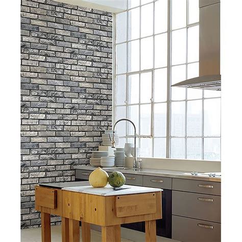 Fd23288 Painted Grey Brick By Brewster Home Fashions