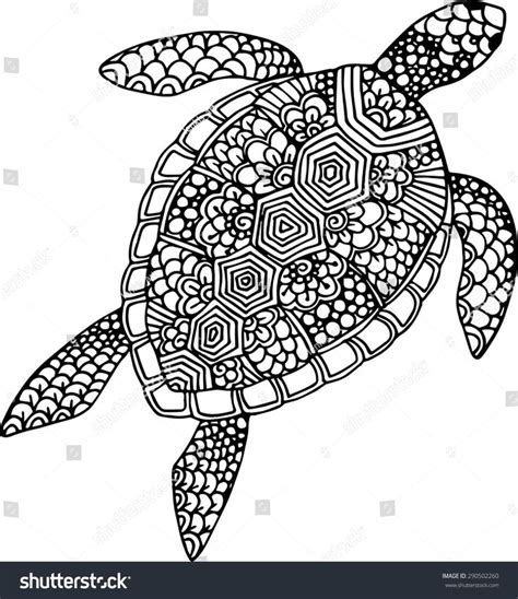 Hand Drawn And Traced Vector Doodle Turtle Illustration Decorated With