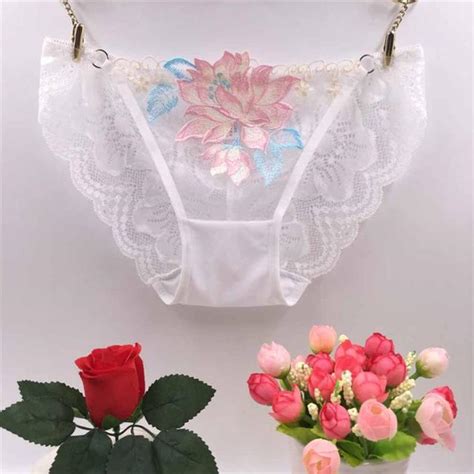 Women Lace Panties Underwear Briefs Low Waist Embroidered Flower Brief Lady Female Intimates
