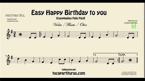 Happy Birthday To You Easy Sheet Music For Flute Violin And Oboe Youtube