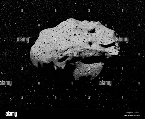 Illustration Of An Asteroid In Outer Space Stock Photo Alamy
