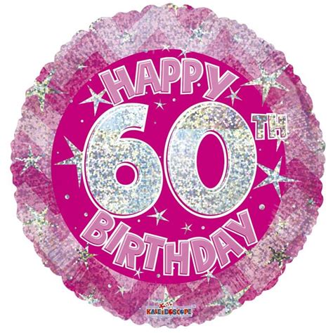 Pink Holographic Happy 60th Birthday Balloon 18 Inch Apac