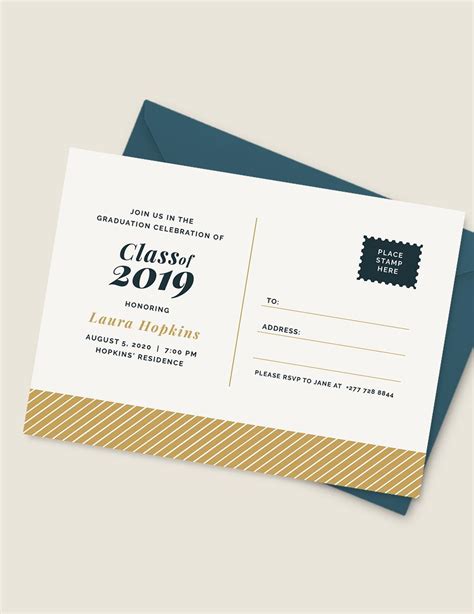 Graduation Postcard Invitation Template In Publisher Word Illustrator