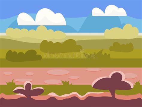 Seamless Cartoon Nature Landscape Unending Stock Vector Illustration