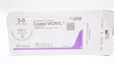 Ethicon J258 3 0 Coated Vicryl Stre Ct 1 36mm 12c Taperpoint 27inch