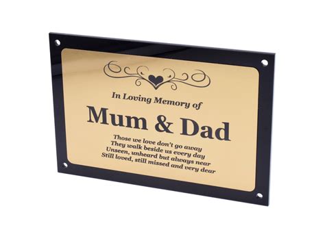 New Beautifully Engraved Mum And Dad Memorial Plaque Indoor Etsy