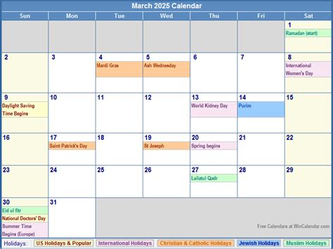 March 2025 Calendar With Holidays As Picture