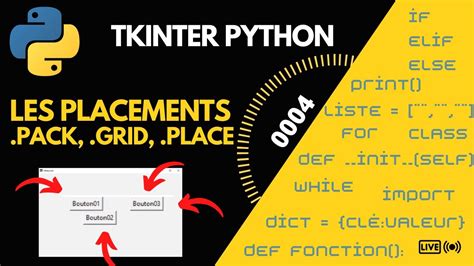 Python Tkinter Placements Des Widgets Pack Grid Place 0004 Youtube