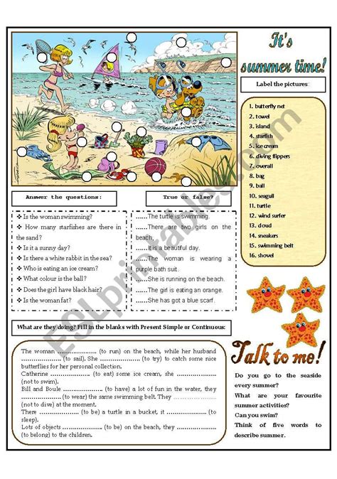 It´s Summer Time Esl Worksheet By Domnitza