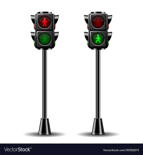 Pedestrian Traffic Lights Red And Green Isolated Vector Image