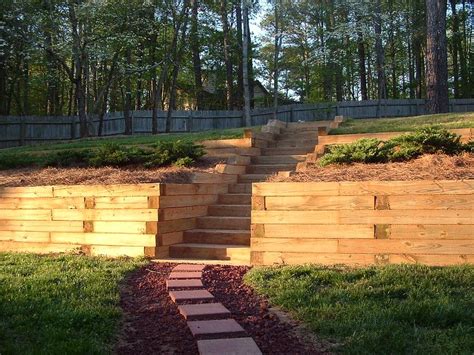 2 Tiered Retaining Wall With Steps In Lilburn Ga Landscaping