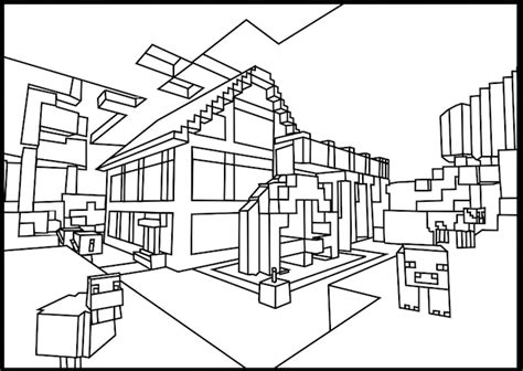 Https://tommynaija.com/coloring Page/minecraft House Coloring Pages