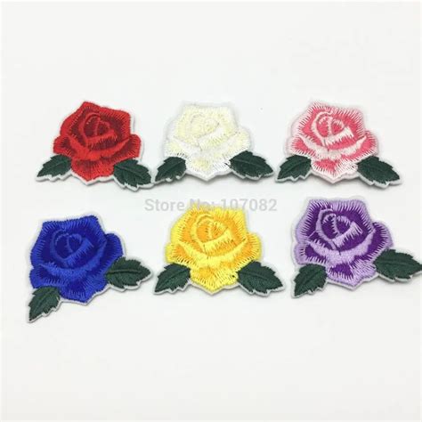 6pcs Mixed Embroidered Sewing Iron On Rose Flowers Patches Sewing Diy