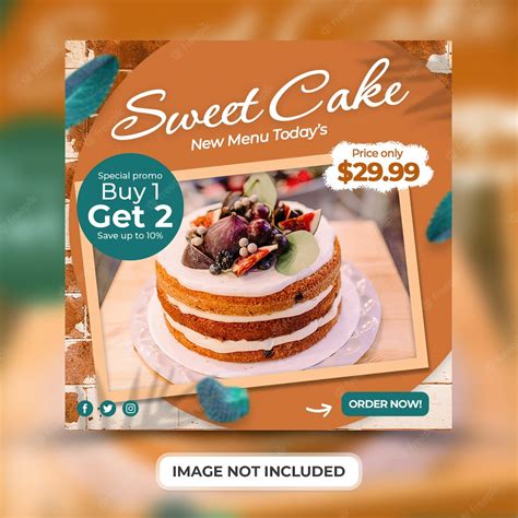 Premium Psd Sweet Cake Menu Promotion With Social Media Instagram
