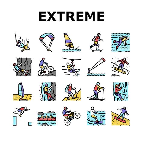 Premium Vector Extreme Sport Sportsman Activity Icons Set Vector