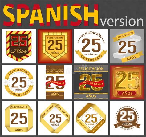 Spanish Set Of Number 25 Templates Stock Vector Illustration Of