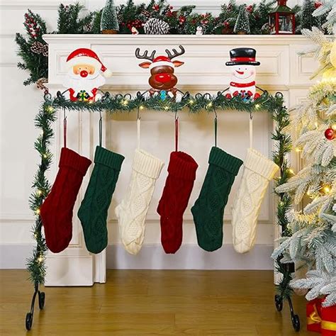 Amazon Com Lighted Metal Christmas Stocking Holder Stand For Floor With Hangers Santa Claus