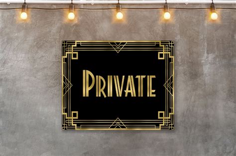 Gatsby Decorations Private Sign Gold Party Decorations Art Etsy