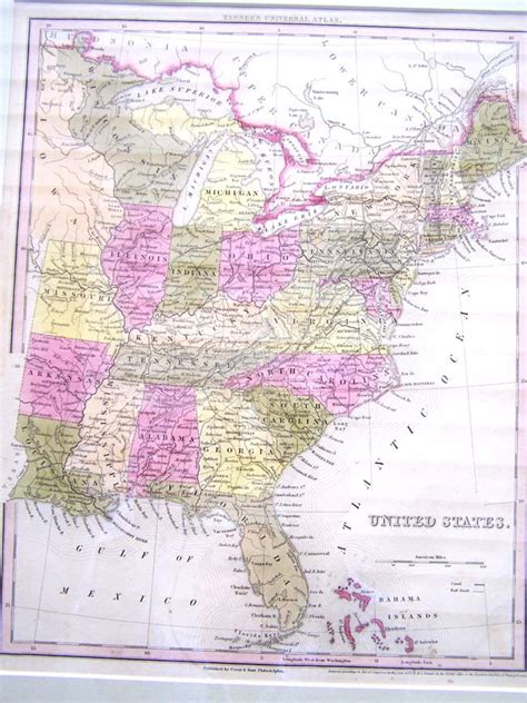 Tanners Map Of The United States Published In 1839antique Paintings