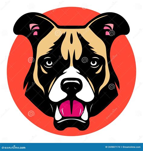 Angry Pitbull Vector Illustration On A White Background Stock