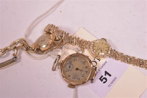 Lot 51 Three Gold Cased Wristwatches