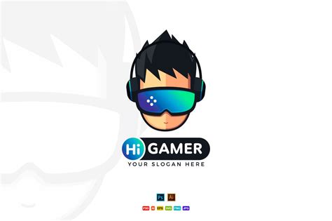 Hi Gamer Gaming Logo Design Creative Illustrator
