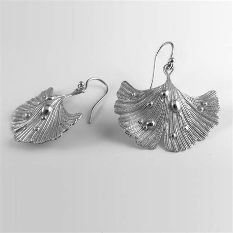 Ary Dpo • Ginkgo Leaf Earrings Rhodium Over Brass