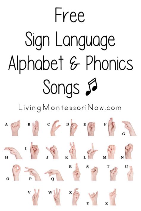 Free Sign Language Alphabet And Phonics Songs Living Montessori Now