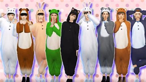 Animal Mascot Pajamas For The Sims 4 Sims 4 Anime Sims 4 Children