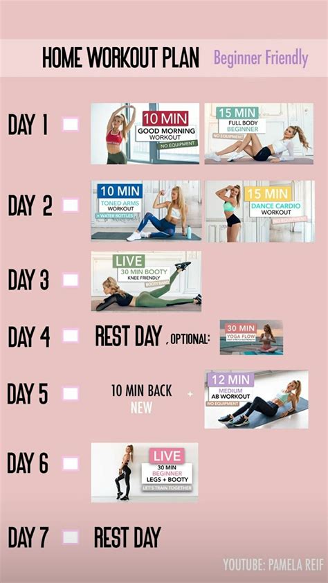 5 Day Pamela Reif Workout Plan Beginner Week 1 2021 For Gym Fitness