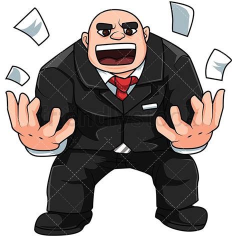 Angry Boss Man Cartoon Vector Clipart Friendlystock