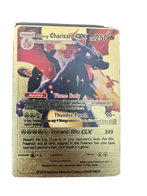 Mavin Shining Charizard Gx Gold Foil Cardstock Card Collectible Pokemon