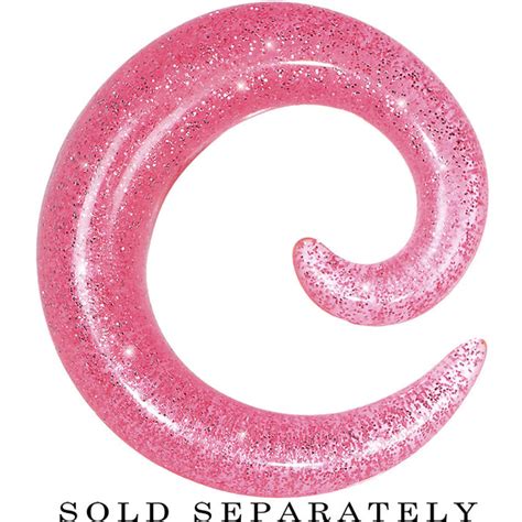 00 Gauge Pink Acrylic Ultra Glitter Spiral Taper Bodycandy