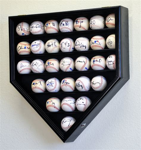 High quality baseball display case for your collectibles. 30 Baseball Display Case Cabinet Holder Rack Home Plate ...