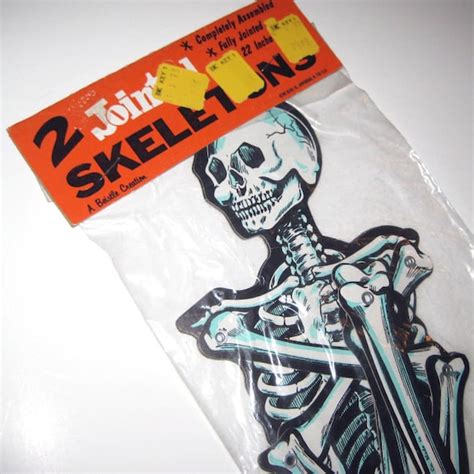 Vintage Halloween Cardboard Skeletons Decoration In Original