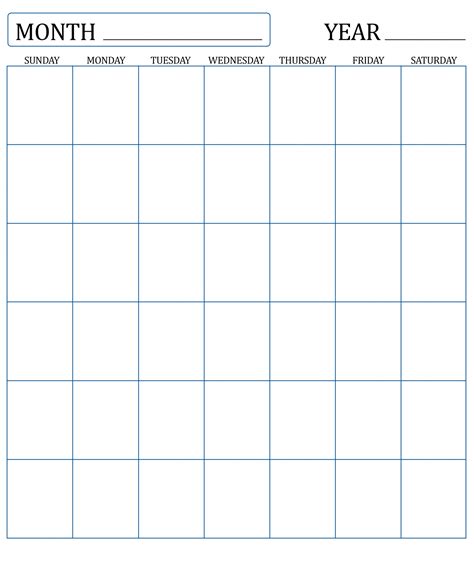 Blank Monthly Calendar Printable