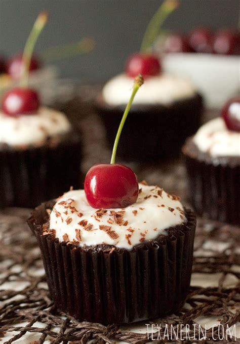 Salted caramel drizzle and a pretzel on top? Black Forest Cupcakes (grain-free, gluten-free, dairy-free) - Texanerin Baking